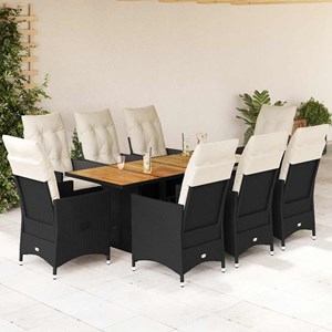Maison exclusive - ensemble à manger de jardin 9pcs coussins noir résine tressée
