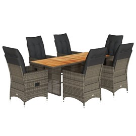 Maison exclusive - ensemble à manger de jardin et coussins 7 pcs gris rotin