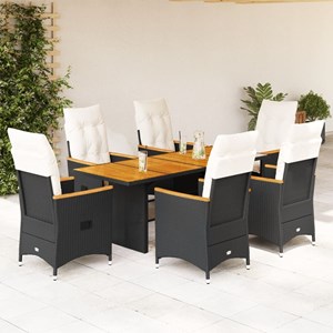 Maison exclusive - ensemble à manger de jardin coussins 7 pcs noir résine tressé
