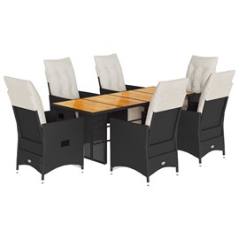 Maison exclusive - ensemble à manger de jardin coussins 7 pcs noir résine tressé