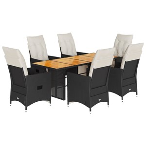 Maison exclusive - ensemble à manger de jardin coussins 7 pcs noir résine tressé