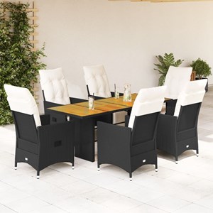 Maison exclusive - ensemble à manger de jardin coussins 7 pcs noir résine tressé