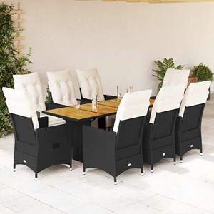 Maison exclusive - ensemble à manger de jardin 9pcs coussins noir résine tressée