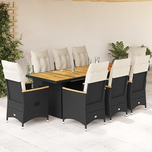 Maison exclusive - ensemble de bistro de jardin 9 pcs coussins noir poly rotin