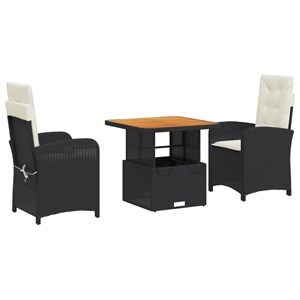 Maison exclusive - ensemble à manger de jardin avec coussins 3 pcs noir
