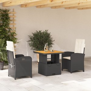 Maison exclusive - ensemble à manger de jardin avec coussins 3 pcs noir