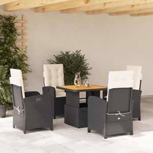 Maison exclusive - ensemble à manger de jardin coussins 5pcs noir résine tressée