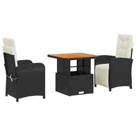 Maison exclusive - ensemble à manger de jardin avec coussins 3 pcs noir