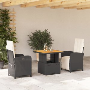 Maison exclusive - ensemble à manger de jardin avec coussins 3 pcs noir