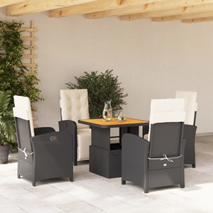 Maison exclusive - ensemble à manger de jardin coussins 5pcs noir résine tressée