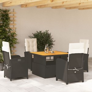 Maison exclusive - ensemble à manger de jardin coussins 5pcs noir résine tressée