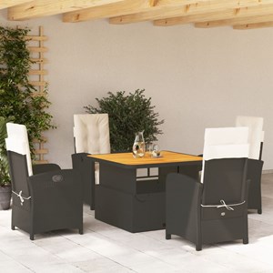 Maison exclusive - ensemble à manger de jardin coussins 5pcs noir résine tressée