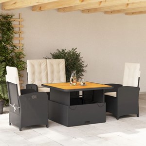 Maison exclusive - ensemble à manger de jardin 4 pcs avec coussins noir