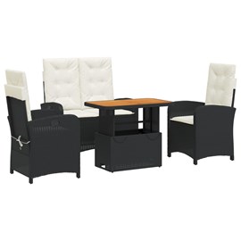 Maison exclusive - ensemble à manger de jardin 4 pcs avec coussins noir