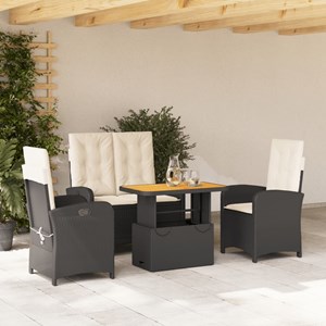 Maison exclusive - ensemble à manger de jardin 4 pcs avec coussins noir