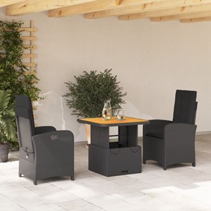 Maison exclusive - ensemble à manger de jardin avec coussins 3 pcs noir