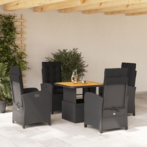 Maison exclusive - ensemble à manger de jardin coussins 5pcs noir résine tressée