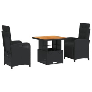 Maison exclusive - ensemble à manger de jardin avec coussins 3 pcs noir