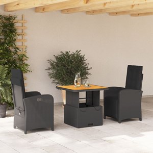 Maison exclusive - ensemble à manger de jardin avec coussins 3 pcs noir
