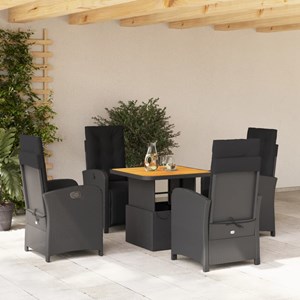 Maison exclusive - ensemble à manger de jardin coussins 5pcs noir résine tressée
