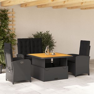 Maison exclusive - ensemble à manger de jardin 4 pcs avec coussins noir