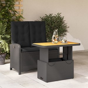 Maison exclusive - ensemble à manger de jardin coussins 2pcs noir résine tressée