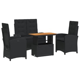 Maison exclusive - ensemble à manger de jardin 4 pcs avec coussins noir