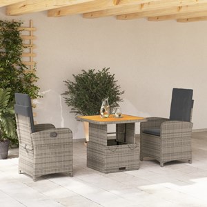 Maison exclusive - ensemble à manger de jardin 3 pcs coussins gris résine tressé