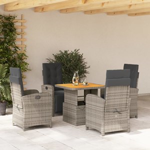 Maison exclusive - ensemble à manger de jardin 5 pcs coussins gris résine tressé