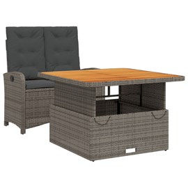 Maison exclusive - ensemble à manger de jardin et coussins 2 pcs gris rotin