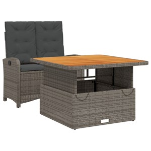 Maison exclusive - ensemble à manger de jardin et coussins 2 pcs gris rotin