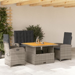 Maison exclusive - ensemble à manger jardin 4pcs et coussins gris résine tressée