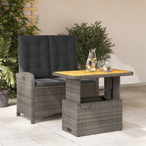 Maison exclusive - ensemble à manger de jardin et coussins 2 pcs gris rotin