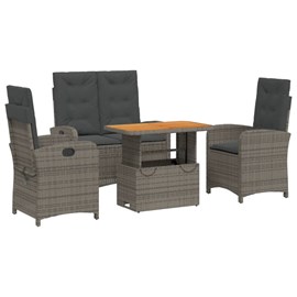 Maison exclusive - ensemble à manger jardin 4pcs et coussins gris résine tressée