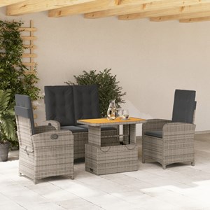 Maison exclusive - ensemble à manger jardin 4pcs et coussins gris résine tressée