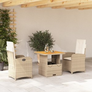 Maison exclusive - ensemble à manger de jardin et coussins 3 pcs beige poly roti