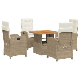 Maison exclusive - ensemble à manger de jardin avec coussins 5pcs beige poly rot