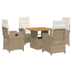 Maison exclusive - ensemble à manger de jardin avec coussins 5pcs beige poly rot