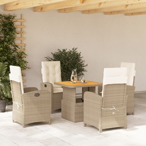 Maison exclusive - ensemble à manger de jardin avec coussins 5pcs beige poly rot
