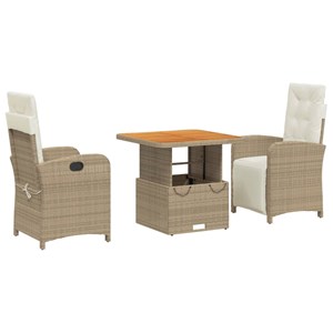 Maison exclusive - ensemble à manger de jardin et coussins 3 pcs beige poly roti