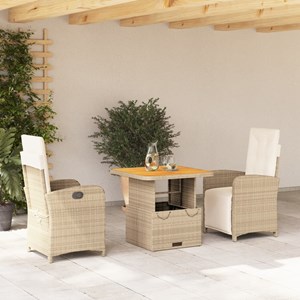 Maison exclusive - ensemble à manger de jardin et coussins 3 pcs beige poly roti