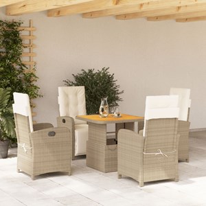 Maison exclusive - ensemble à manger de jardin avec coussins 5pcs beige poly rot