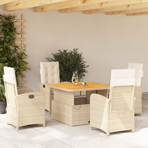 Maison exclusive - ensemble à manger de jardin avec coussins 5pcs beige poly rot