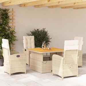 Maison exclusive - ensemble à manger de jardin avec coussins 5pcs beige poly rot