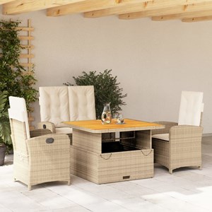Maison exclusive - ensemble à manger de jardin coussins 4 pcs beige résine tress