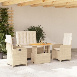 Maison exclusive - ensemble à manger de jardin coussins 4 pcs beige résine tress
