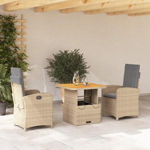 Maison exclusive - ensemble à manger de jardin et coussins 3 pcs beige poly roti