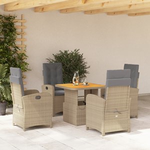 Maison exclusive - ensemble à manger de jardin avec coussins 5pcs beige poly rot