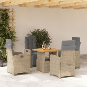 Maison exclusive - ensemble à manger de jardin avec coussins 5pcs beige poly rot
