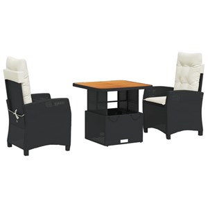 Maison exclusive - ensemble à manger de jardin avec coussins 3 pcs noir
